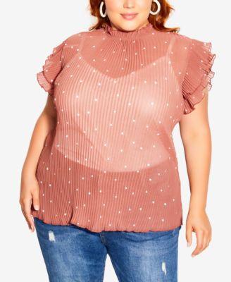 Plus Size Pleated Spot Top Product Image