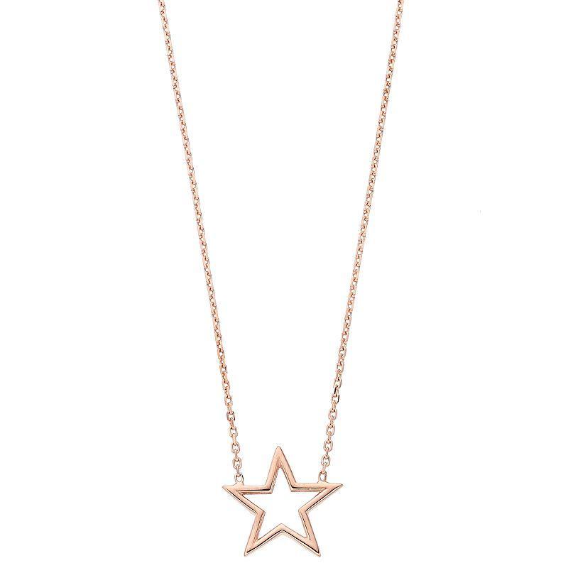 14k Gold Star Necklace, Womens Pink Product Image