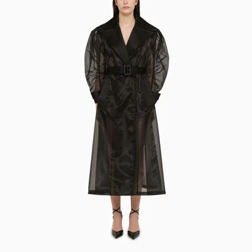 Dolce&gabbana Black Semi-transparent Silk Blend Coat Women product image