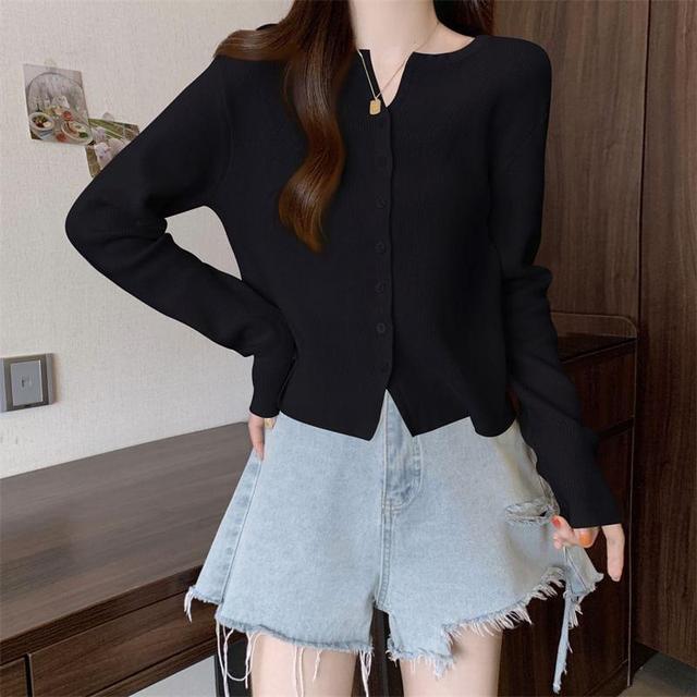 Plain Button-Up Cardigan Product Image