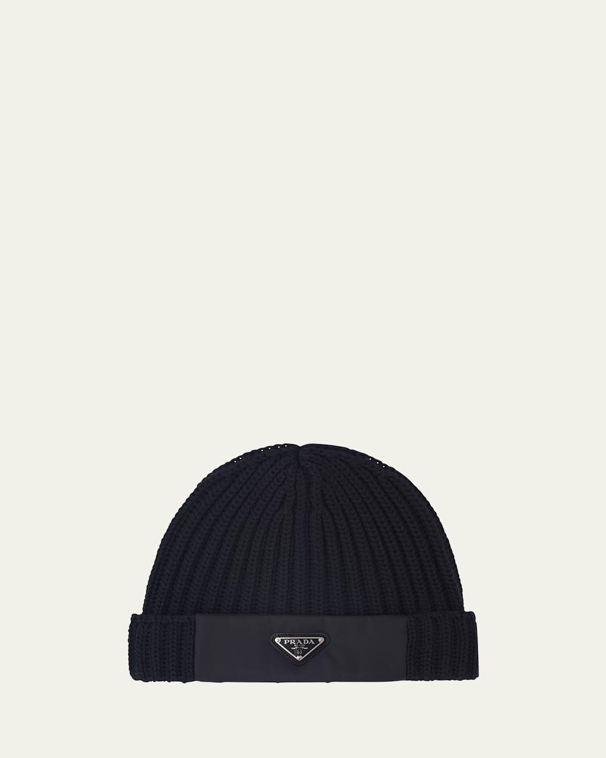 Mens Cable-Knit Logo Beanie Hat product image