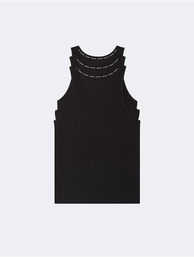 Calvin Klein Mens Modern Cotton Stretch 3-Pack Tank Top - Black - M Product Image