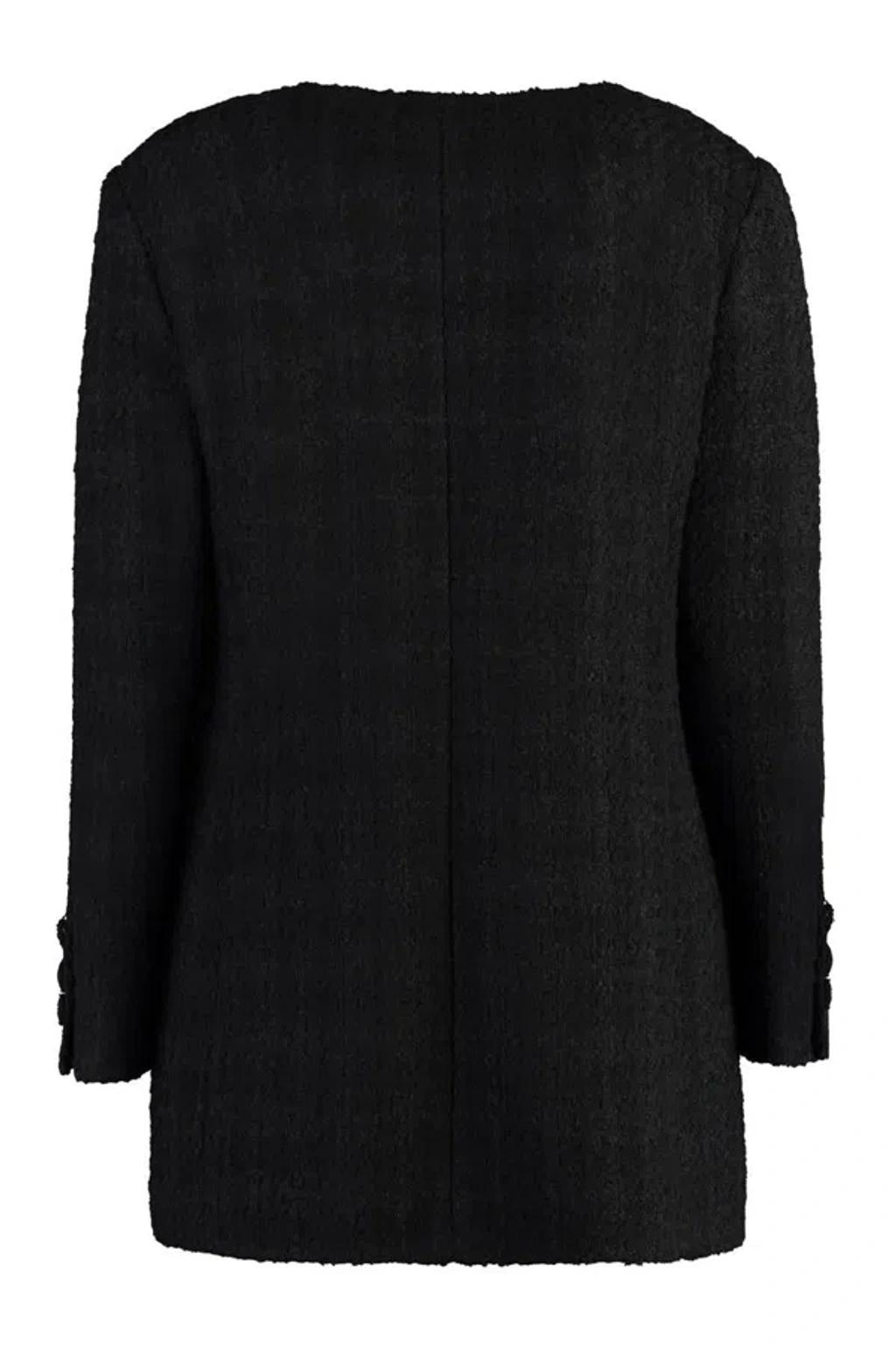 Tweed Single-breasted Jacket In Black Product Image