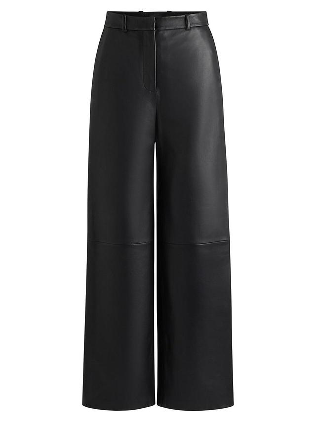 Womens Leather Trousers with Paneled Leg Detail Product Image