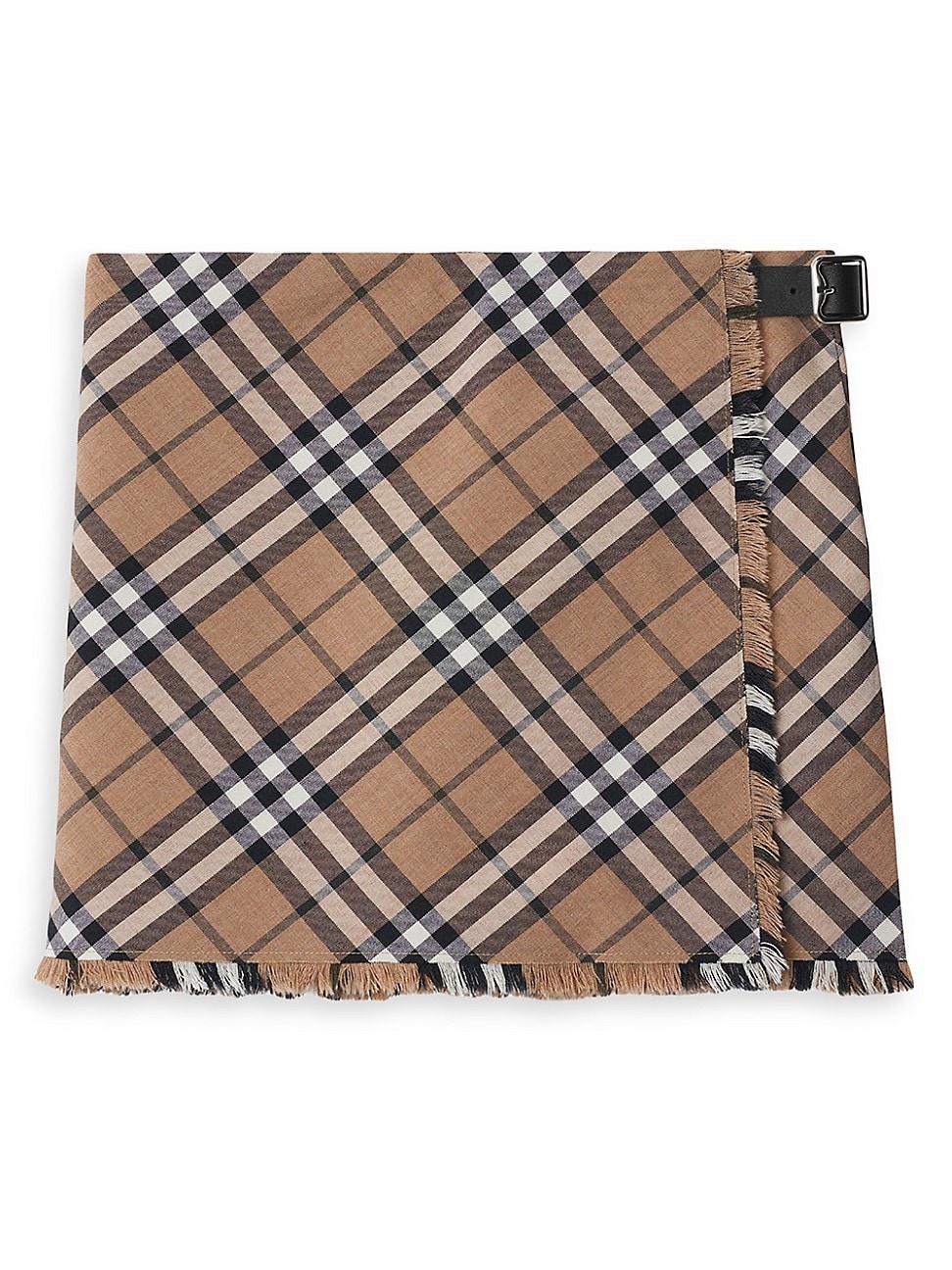 Womens Check Pleated Wrap Miniskirt Product Image