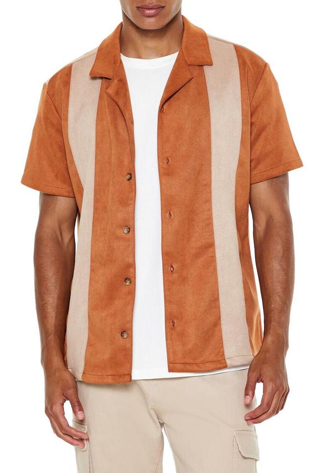 Faux Suede Colorblock Button-Front Shirt | Forever 21 Product Image