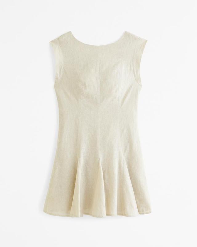 Linen-Blend Godet Mini Dress Product Image