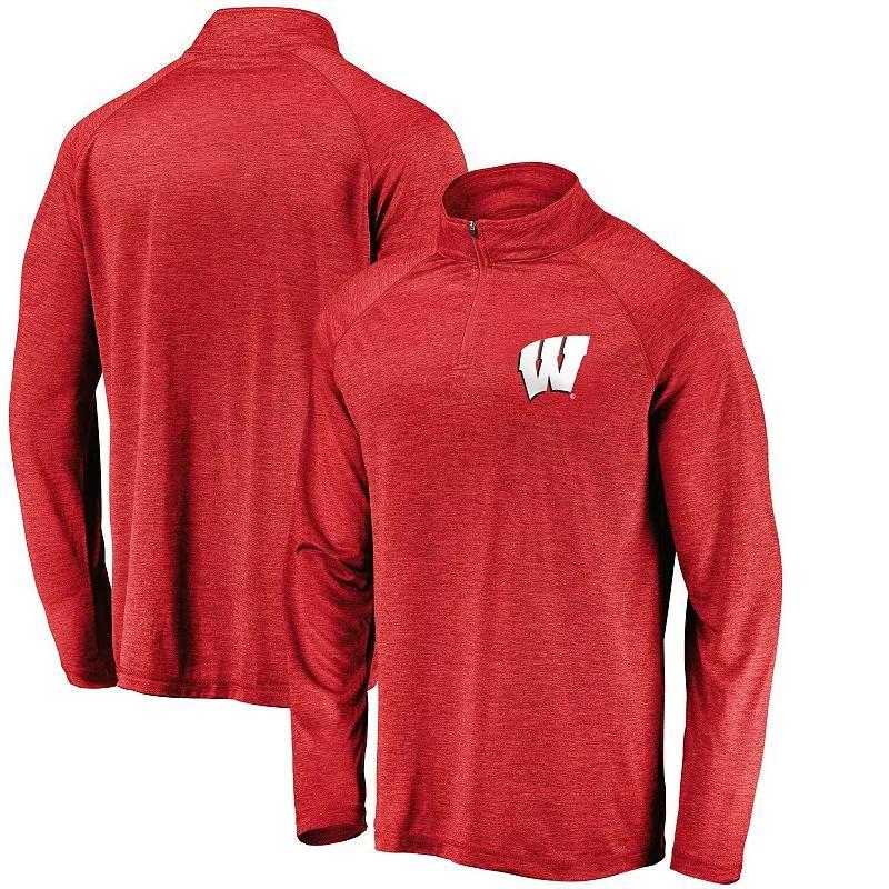 Mens Fanatics Branded Wisconsin Badgers Primary Logo Raglan Quarter-Zip Top Product Image