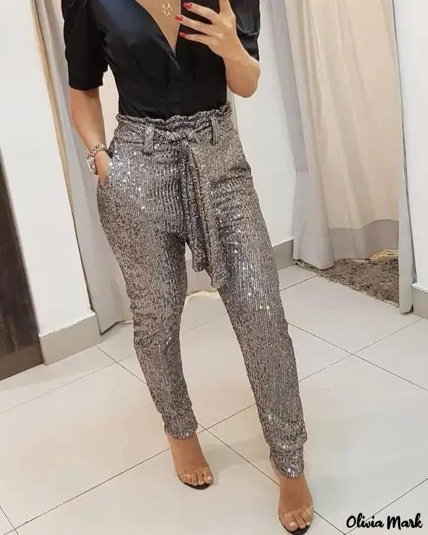 Olivia Mark – Sequin wrap long pants product image