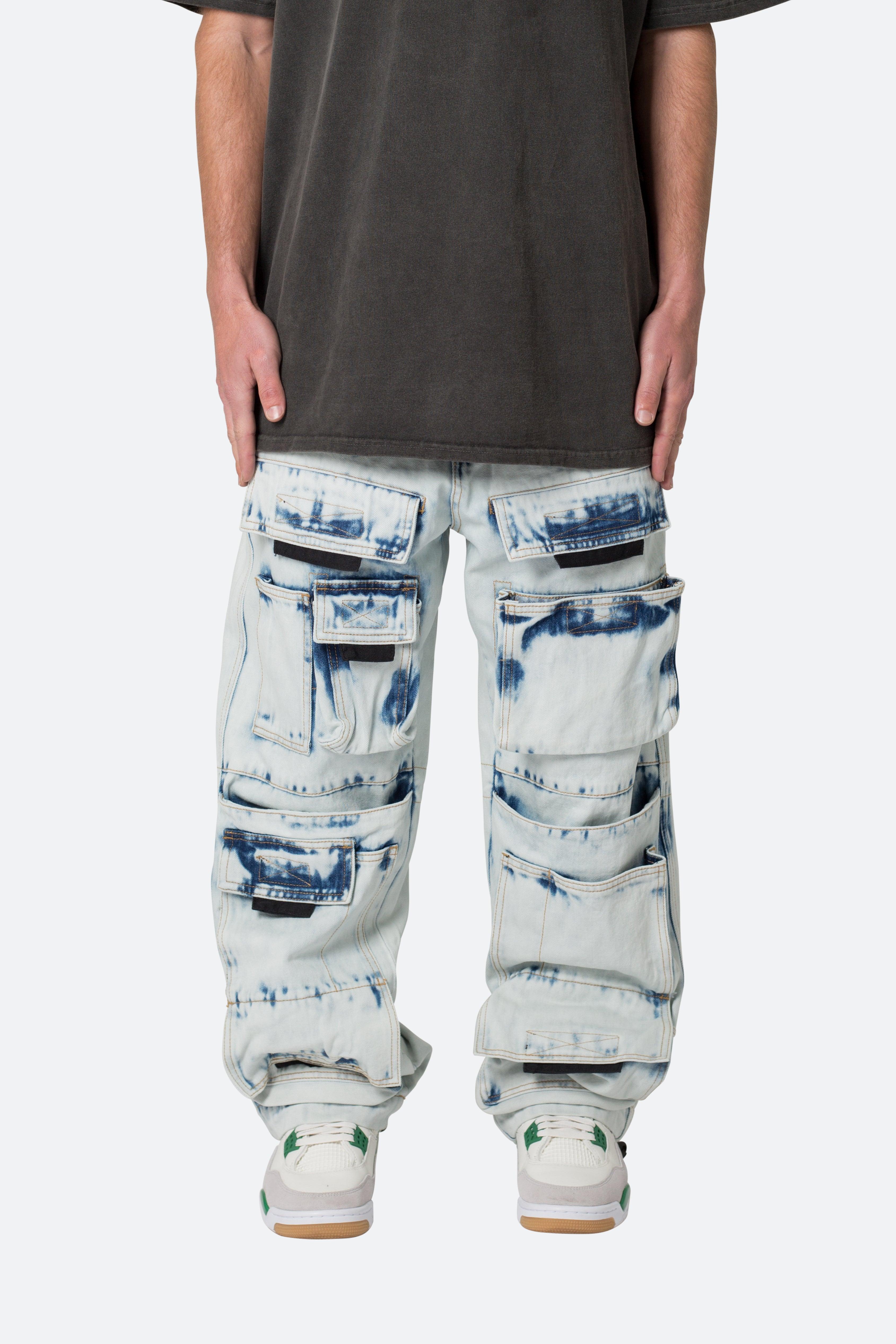 Ultra Baggy Spray Cargo Denim - Blue Product Image