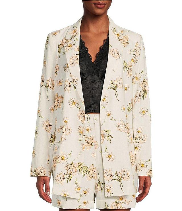 GB Floral Print Linen Blend Blazer Product Image