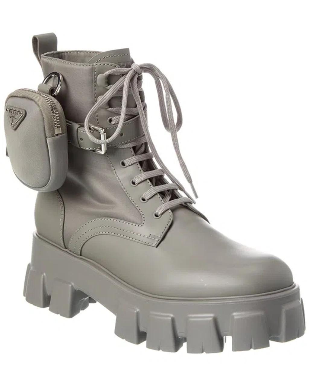 Monolith Nylon & Leather Boot In Grey product image