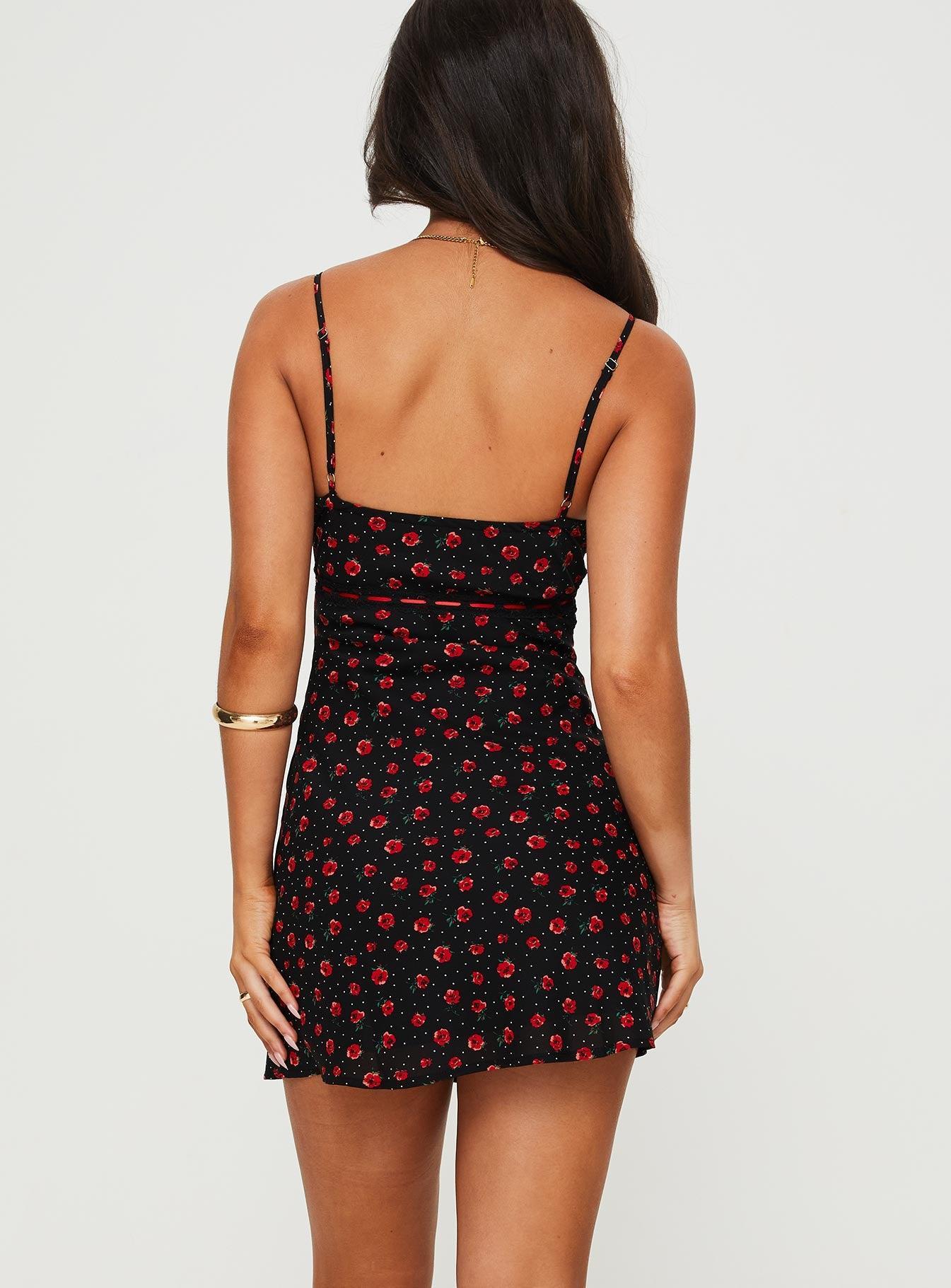 Karena Mini Dress Black / Red Floral Product Image