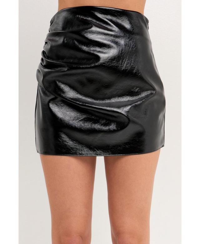 endless rose Womens Patent Side Ruched Leather Skirt Product Image