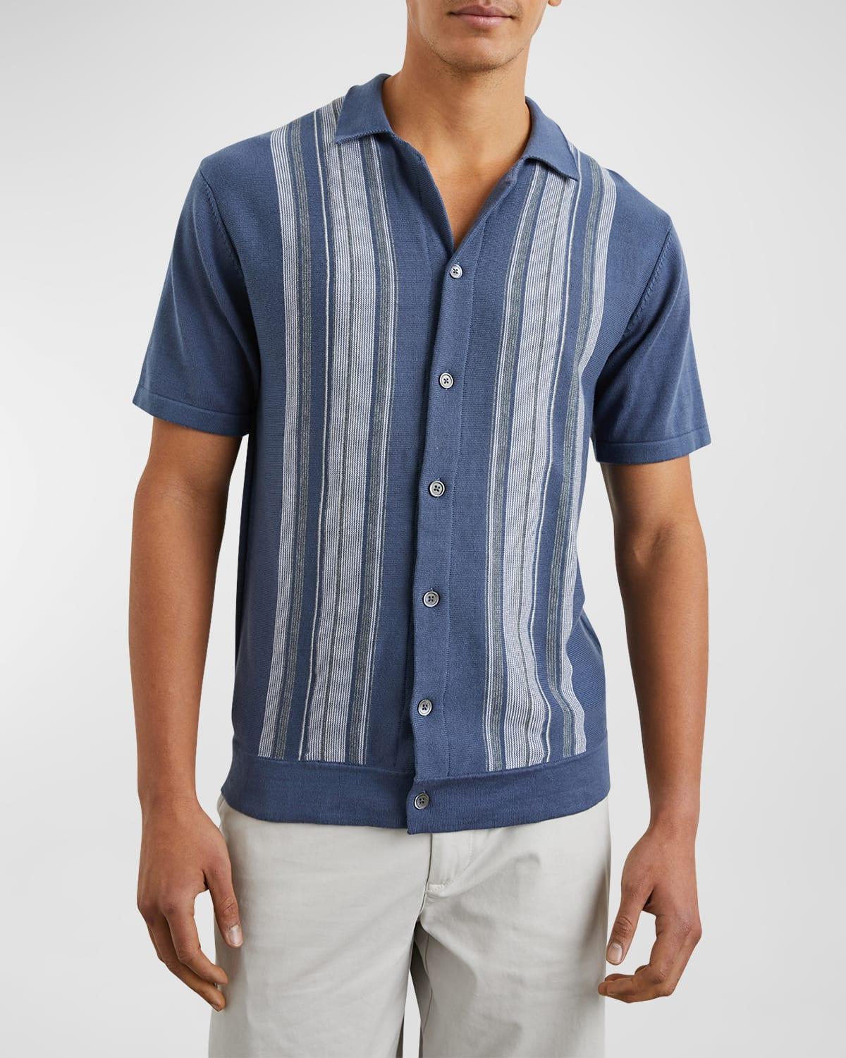 Mens Silas Striped Cotton Camp Shirt Product Image