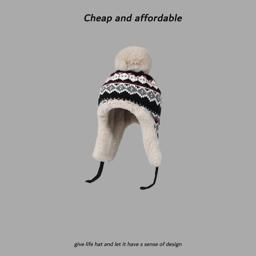 Pom Pom Pattern Trapper Hat Product Image