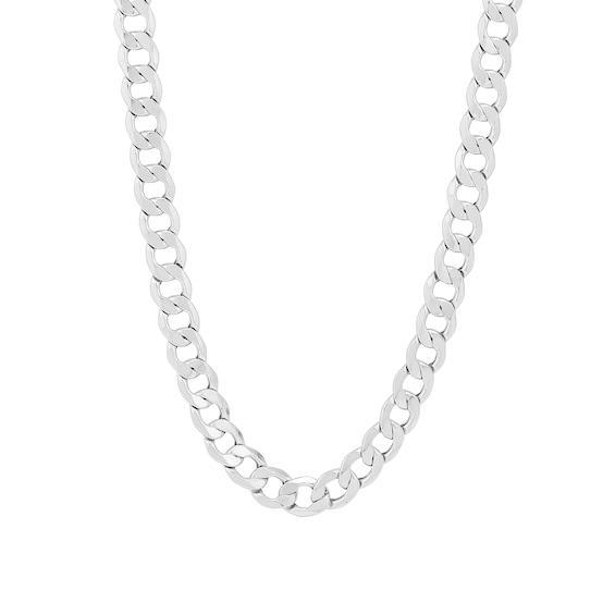 Men's 7.0mm Curb Chain Necklace in Hollow 14K White Gold - 22" Product Image