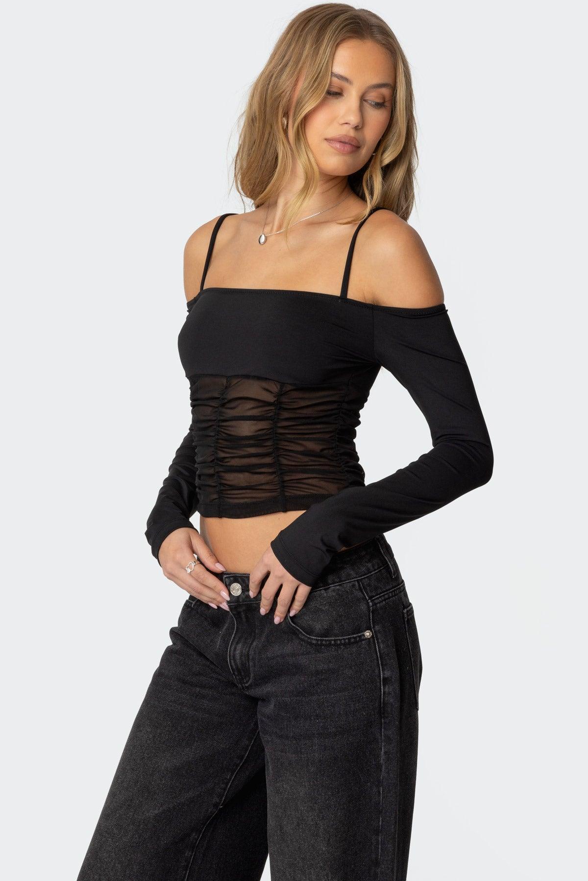 Susie Off Shoulder Mesh Top Product Image