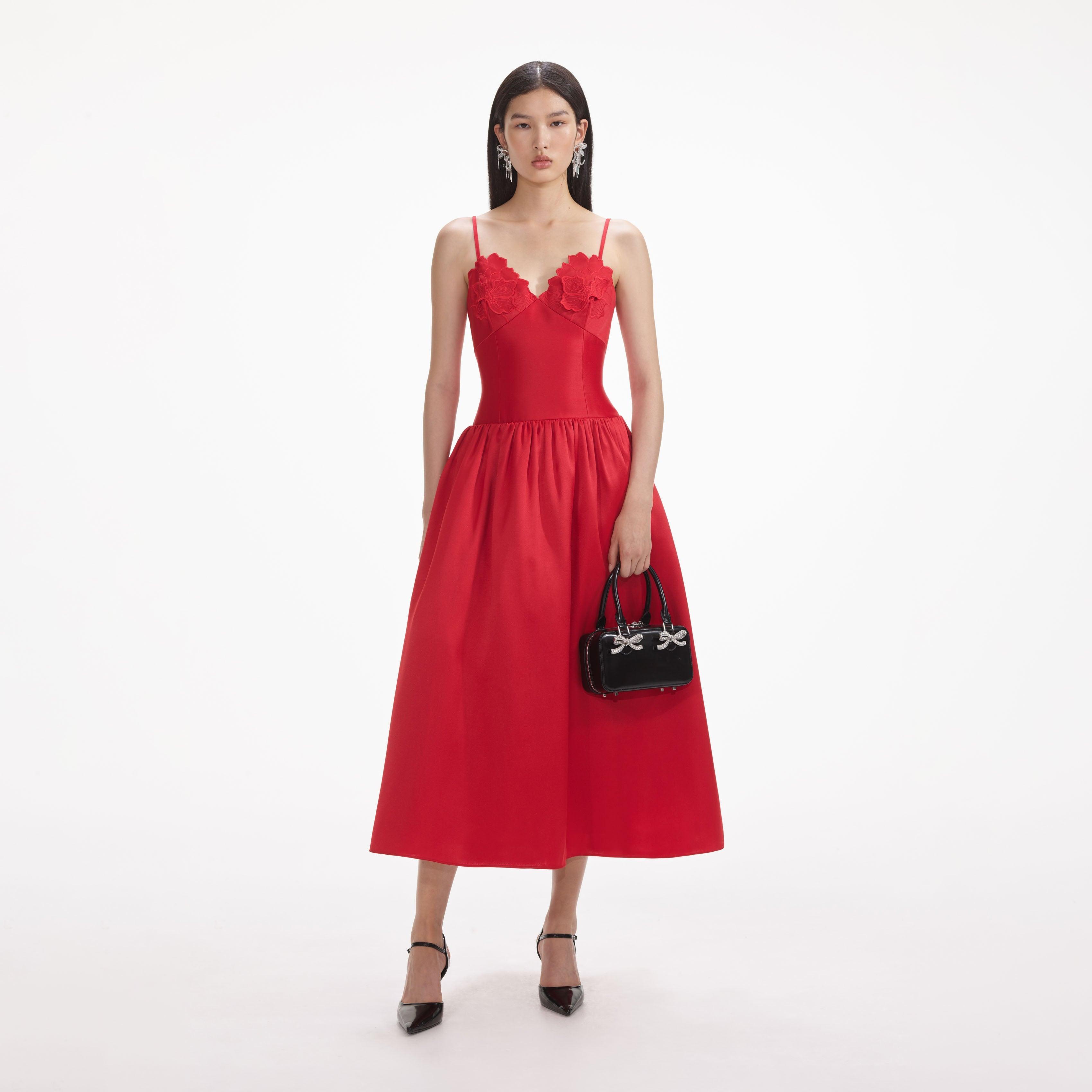 Red Taffeta Midi Dress product image