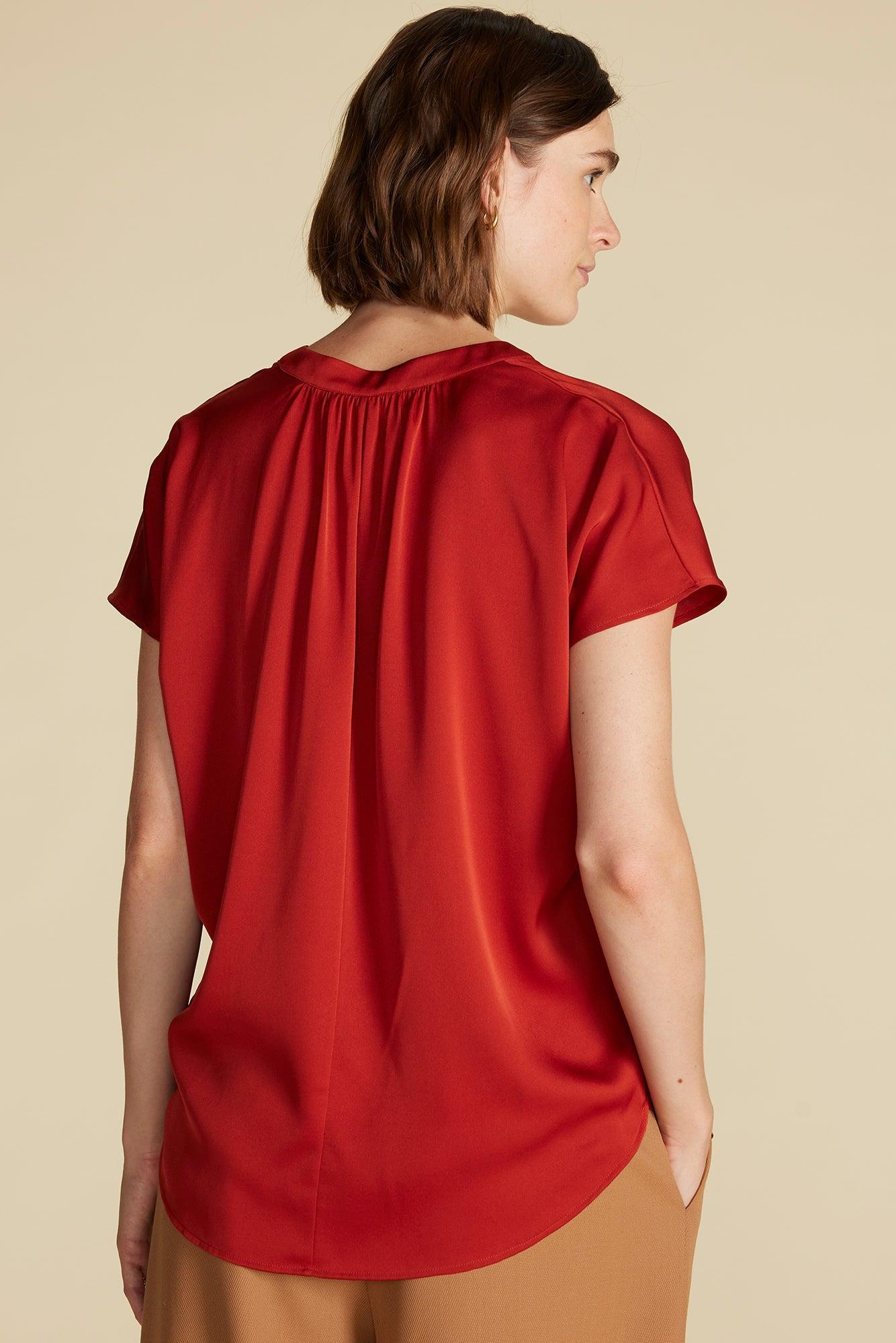 Renata Stretch Silk Blouse - Rust Product Image