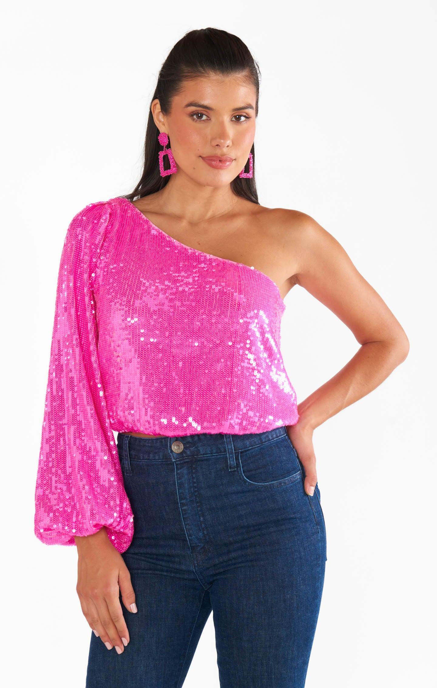 Party Top ~ Bright Pink Sequins Product Image