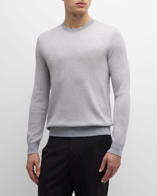 Mens Wool Micro-Geometric Knit Crewneck Sweater Product Image