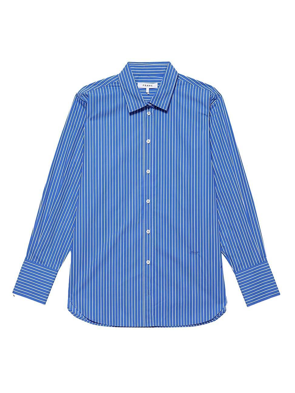 Womens Oversized Pinstripe Shirt - Cornflower Multi - Size XS - Cornflower Multi - Size XS Product Image