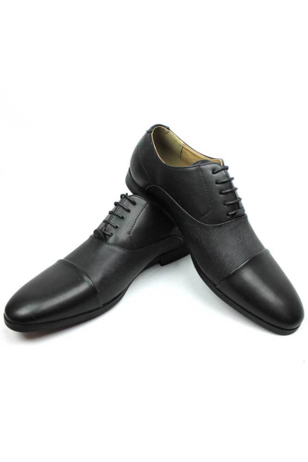 Black Two Tone Cap Toe Dress Shoes Male Product Image