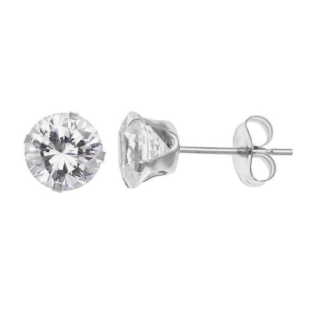 Taylor Grace 10k White Gold Cubic Zirconia Stud Earrings, Womens Product Image