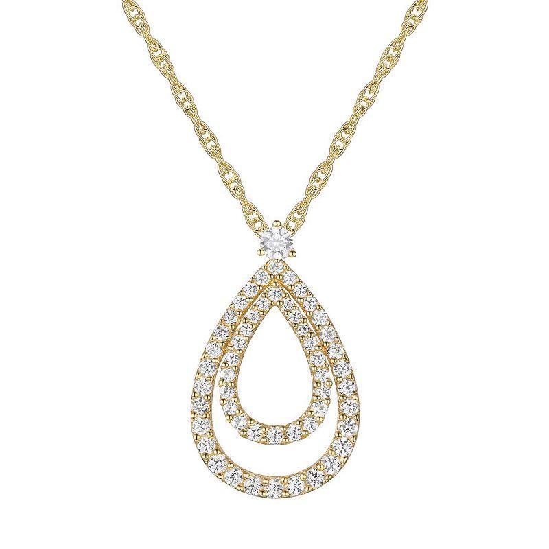 14k Gold Over Silver 3/8 Carat T.W. Diamond Pendant Necklace, Womens White Product Image