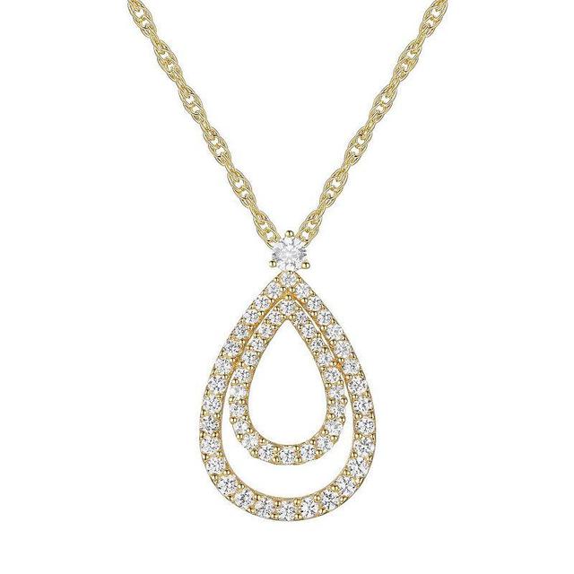 14k Gold Over Silver 3/8 Carat T.W. Diamond Pendant Necklace, Womens White Product Image