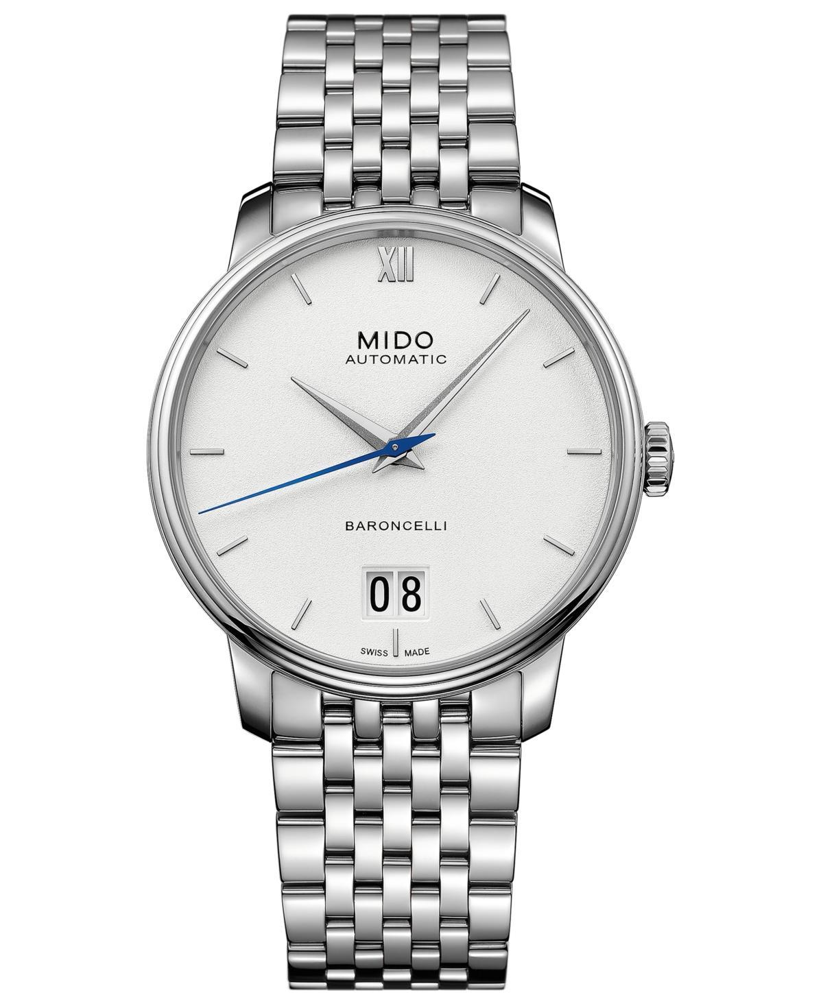 Mido Mens Swiss Automatic Baroncelli Iii Stainless Steel Bracelet Watch 40mm - Stainless Steel Product Image