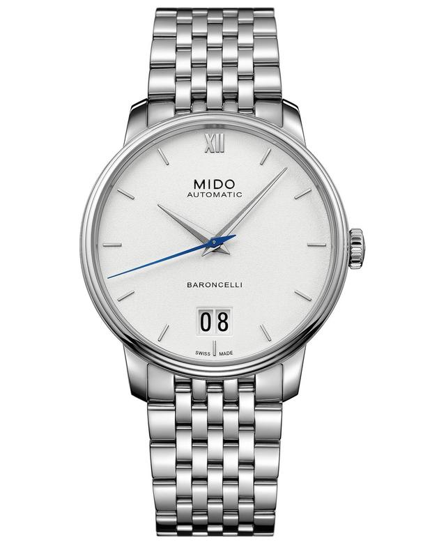 Mido Mens Swiss Automatic Baroncelli Iii Stainless Steel Bracelet Watch 40mm - Stainless Steel Product Image