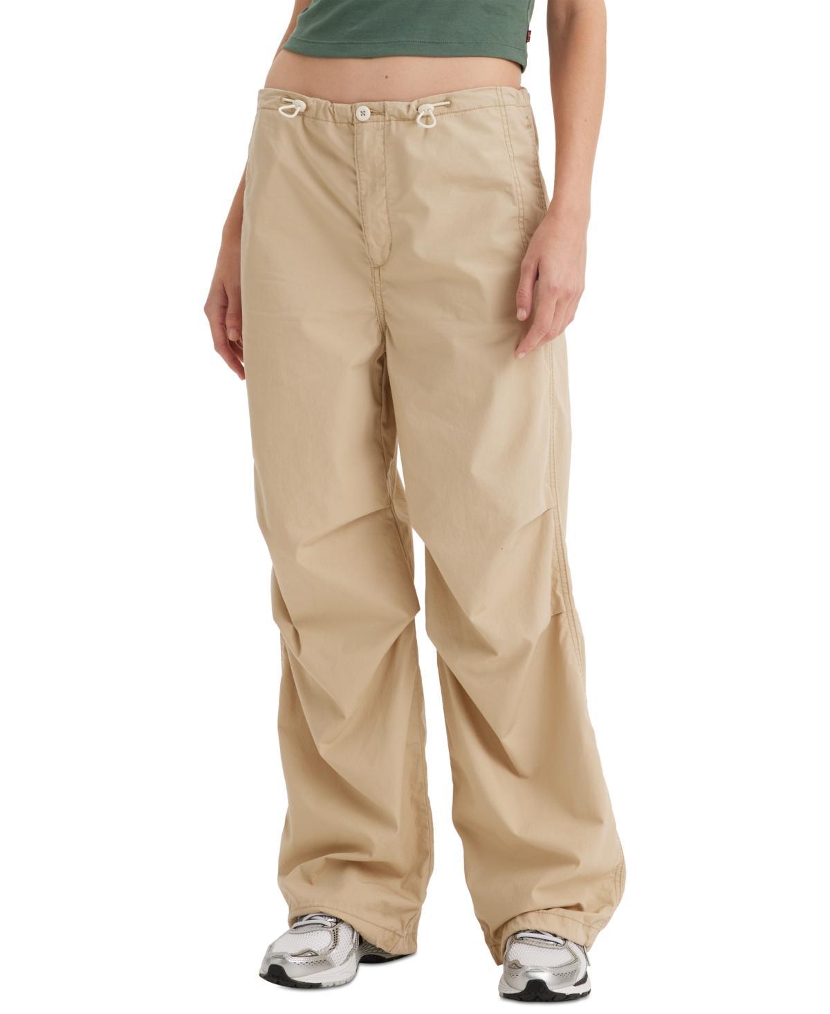 Levis Womens Solid Drawstring-Waist Cotton Parachute Pants Product Image