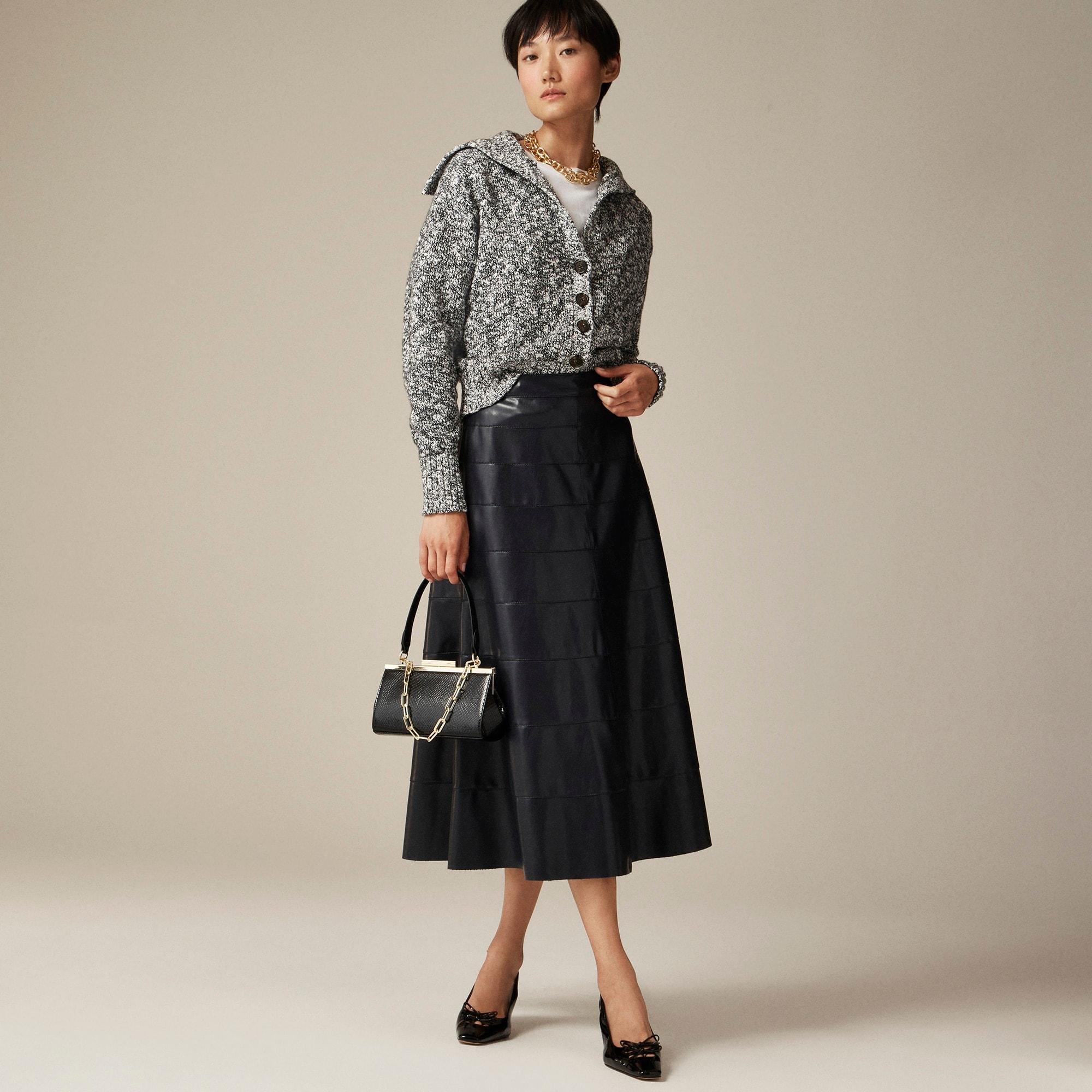 Seamed circle skirt in faux leather Product Image