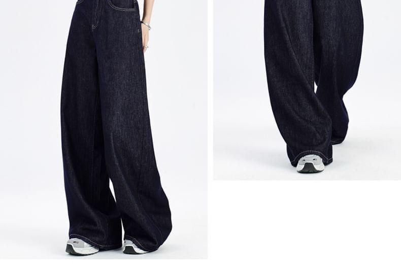 High Rise Fleece Lined Plain Wide Leg Jeans (Various Designs) Product Image