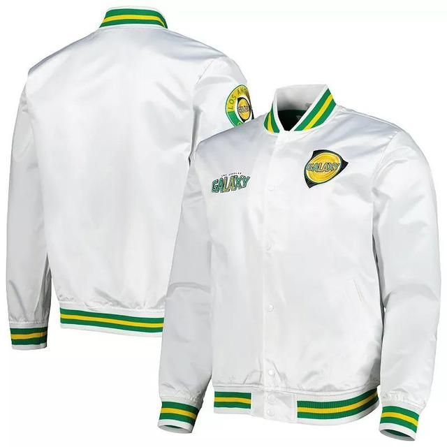 Mens Mitchell & Ness White La Galaxy City Full-Snap Satin Jacket Product Image