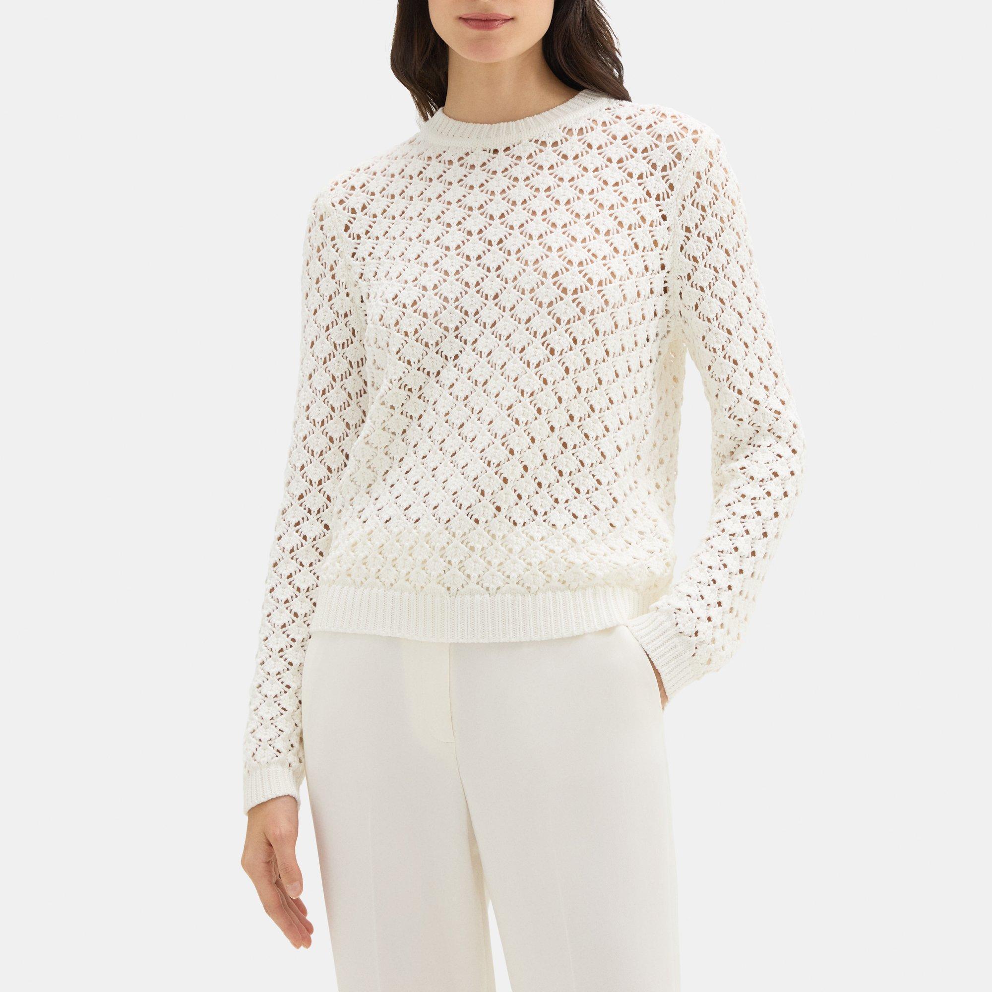 Cotton-Blend Layered Open Stitch Sweater | Theory Outlet product image