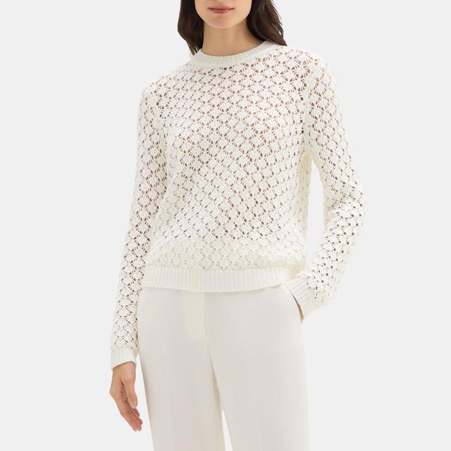 Cotton-Blend Layered Open Stitch Sweater | Theory Outlet Product Image