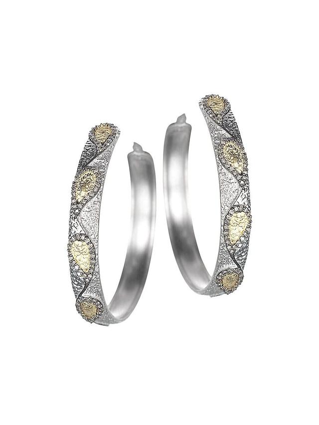 Womens Vitality Sterling Silver, 20K Yellow Gold, & Diamond Hoop Earrings Product Image