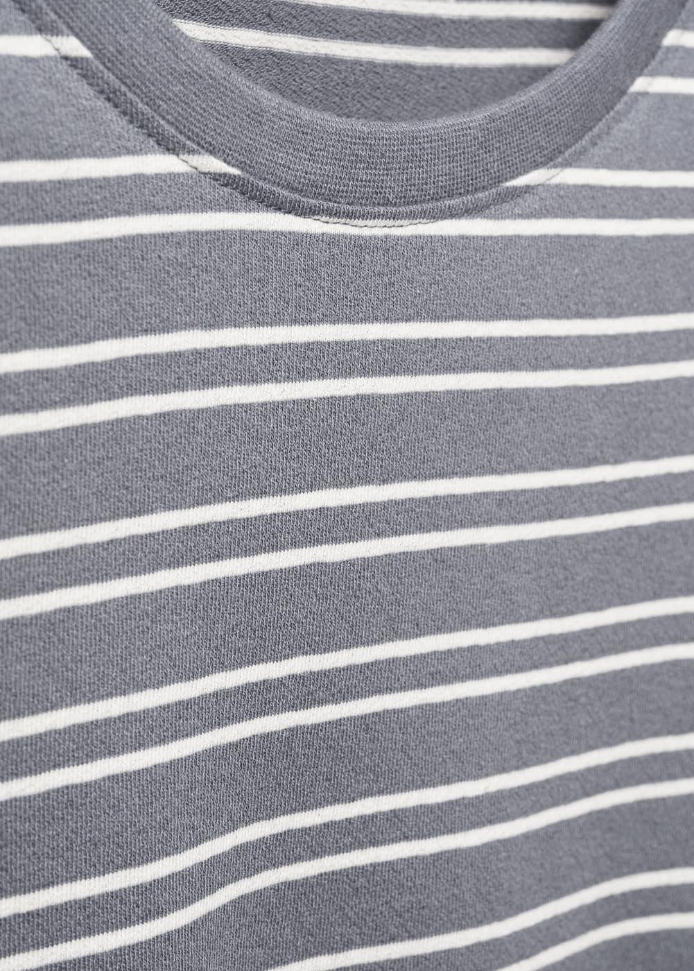 MANGO MAN - Striped cotton linen-blend T-shirt petrol blueMen Product Image