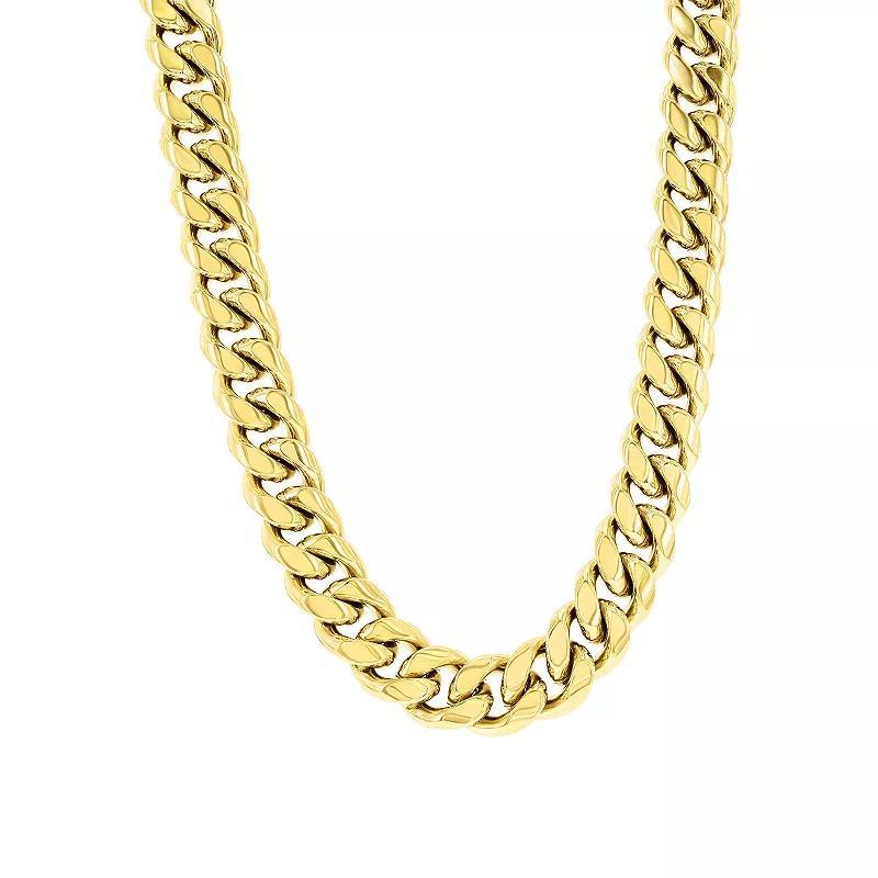 Metallo Mens Stainless Steel Miami Cuban Chain Necklace Gold Tone Product Image