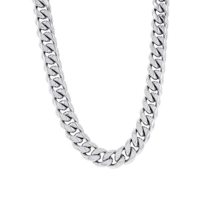 Metallo Mens Stainless Steel Miami Cuban Chain Necklace Grey Product Image