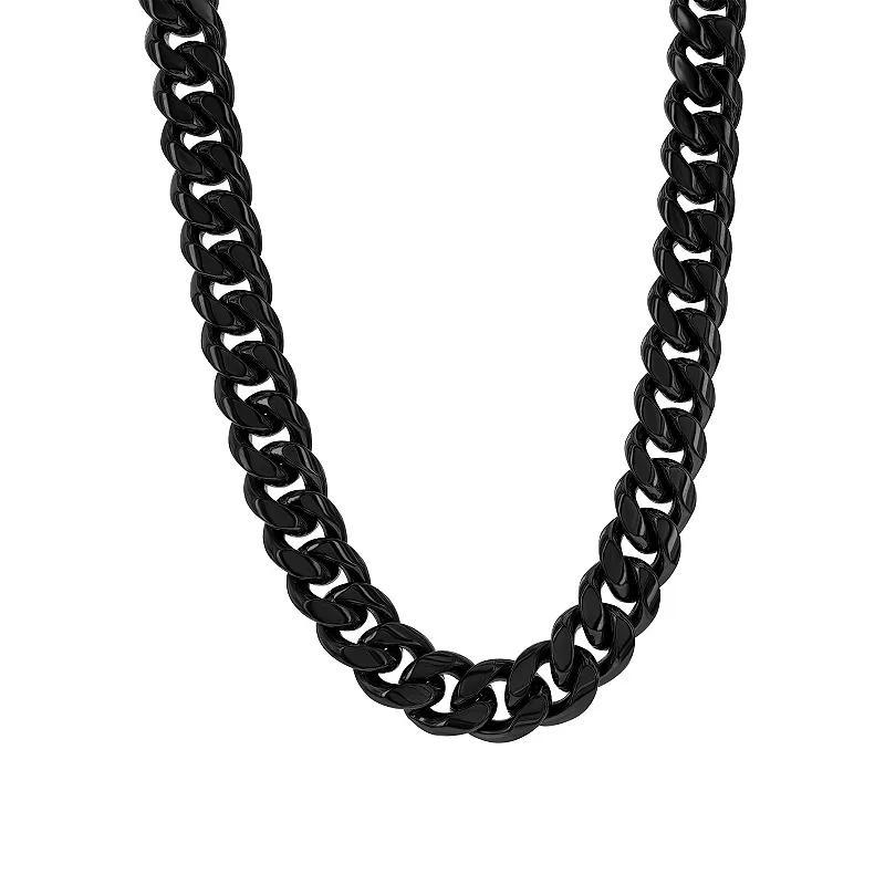 Metallo Mens Stainless Steel Miami Cuban Chain Necklace Black Product Image