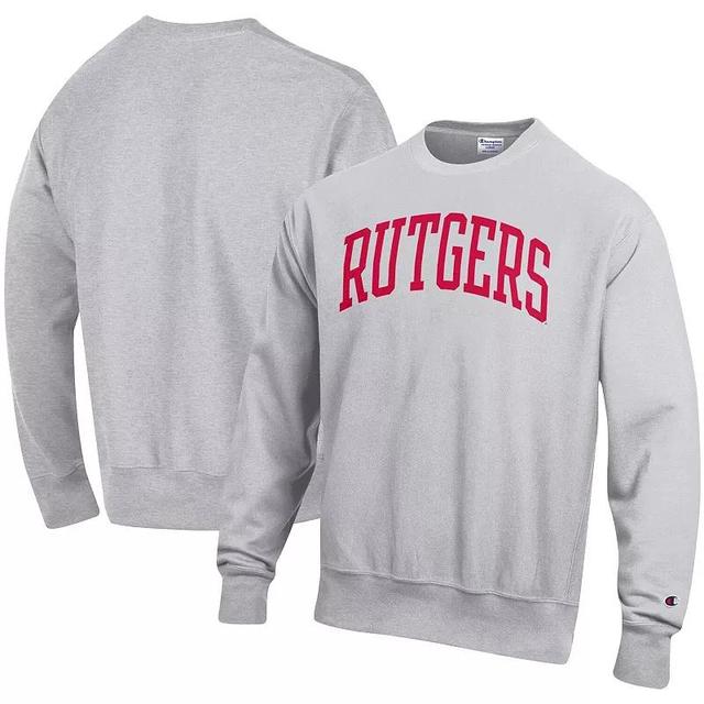 Mens Champion Heathered Gray Rutgers Scarlet Knights Arch Reverse Weave Pullover Sweatshirt Product Image