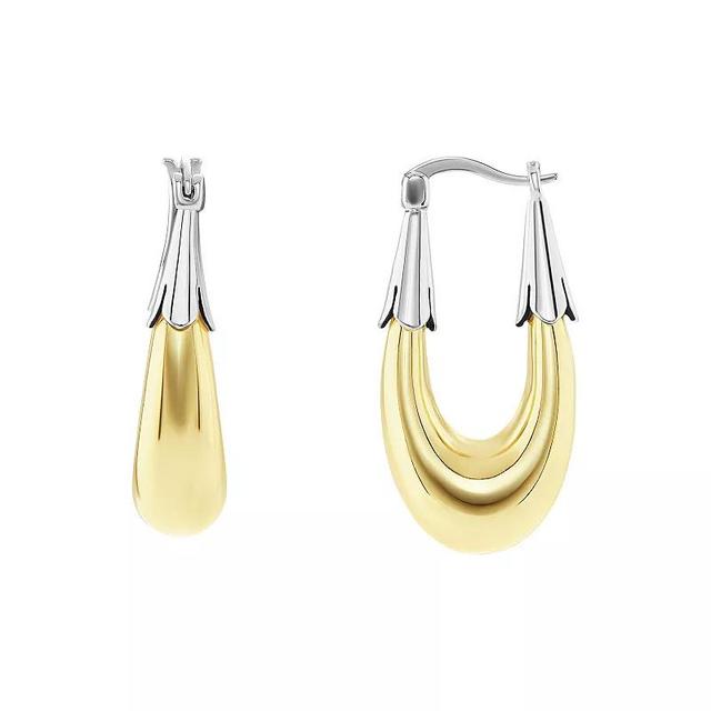 PRIMROSE Two Tone Polished Oval Hoop Earrings, Womens Product Image