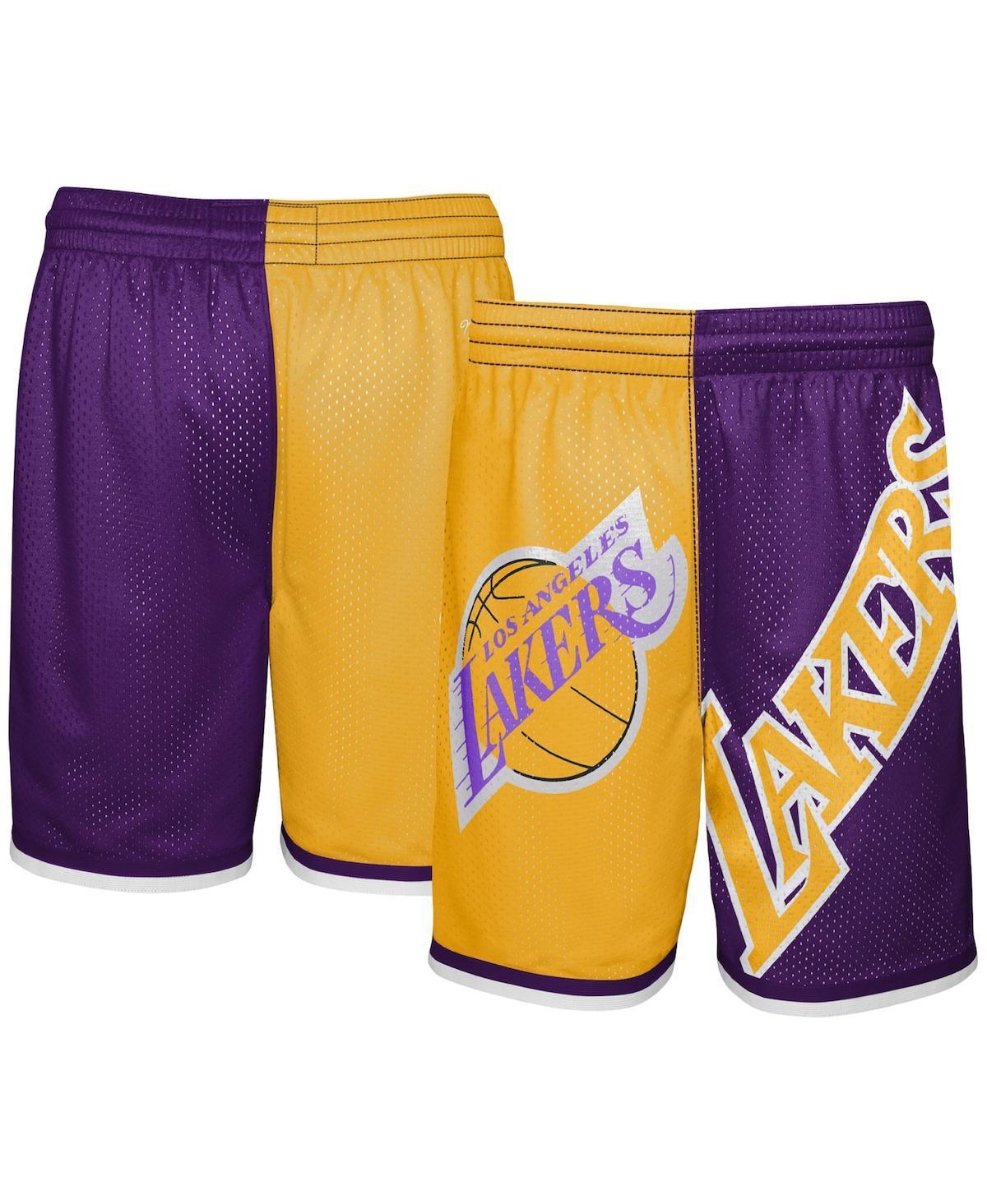 Youth Mitchell & Ness /Purple Los Angeles Lakers Hardwood Classics Big Face 5.0 Shorts, Mens Product Image