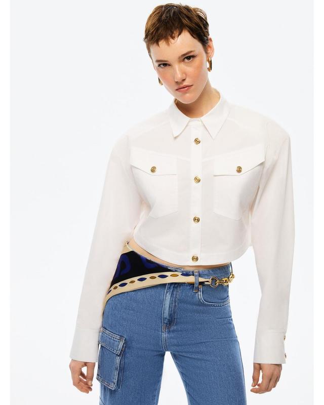 Womens Cropped Shirt With Shoulder Pads Product Image