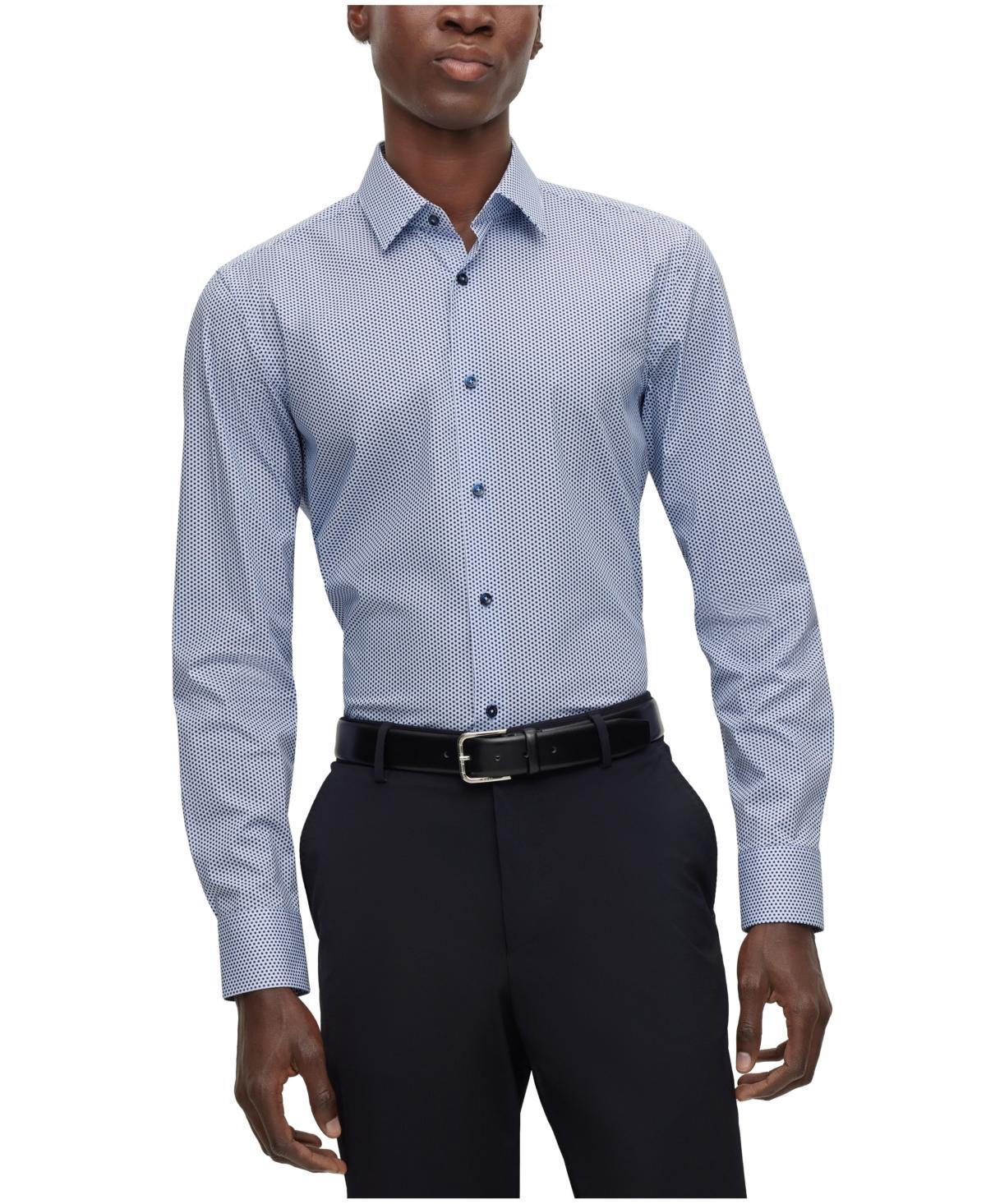 Boss by Hugo Boss Mens Printed Stretch Slim-Fit Dress Shirt - Light Product Image