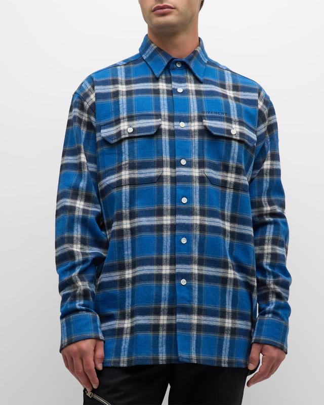 Mens Plaid Flannel Button-Down Shirt Product Image
